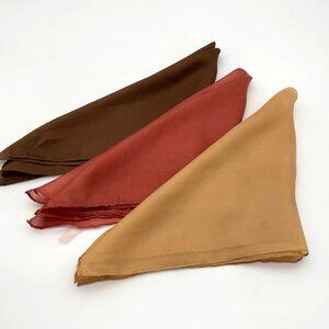 Vintage 17" Square Brown Rust Mustard Soft Lightweight Draping Scarves Set of 3